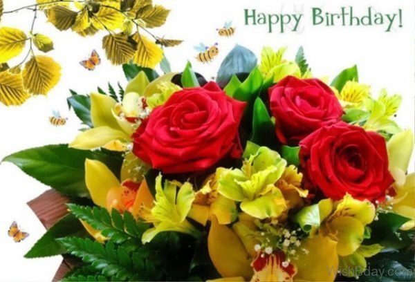 Happy Birthda With Beautiful Flowers