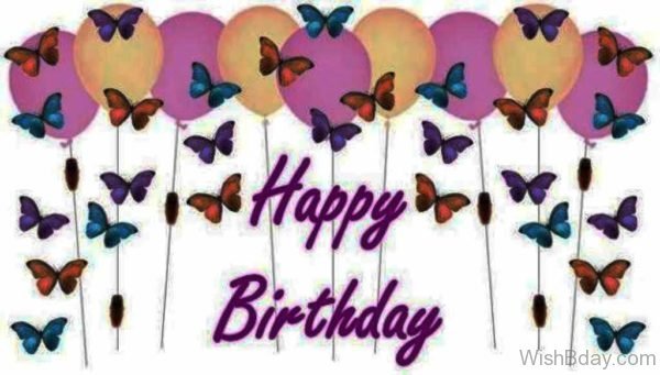 Happy Birthday With Colorful Butterflies 1